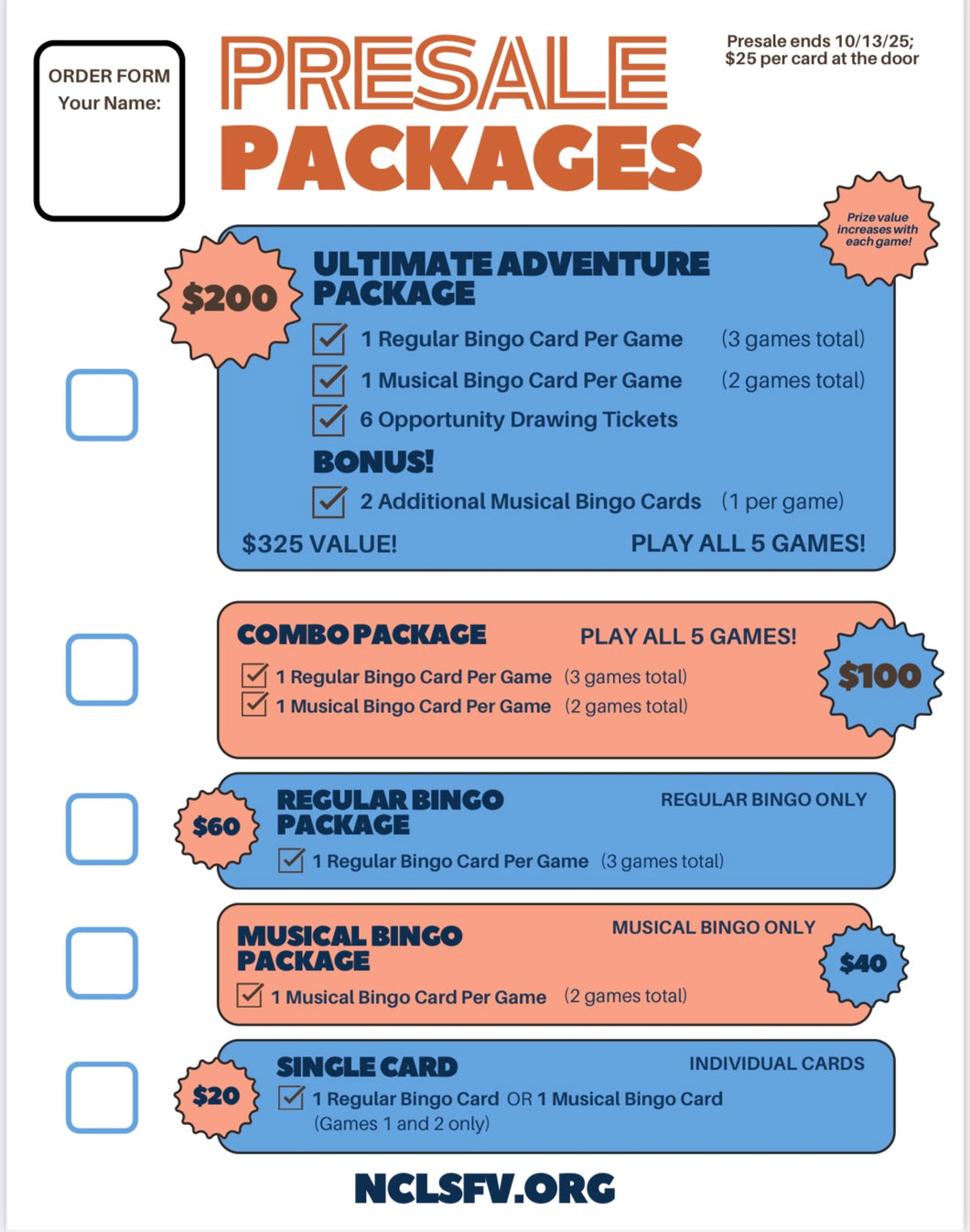 Bingo and Opportunity Drawing Packages