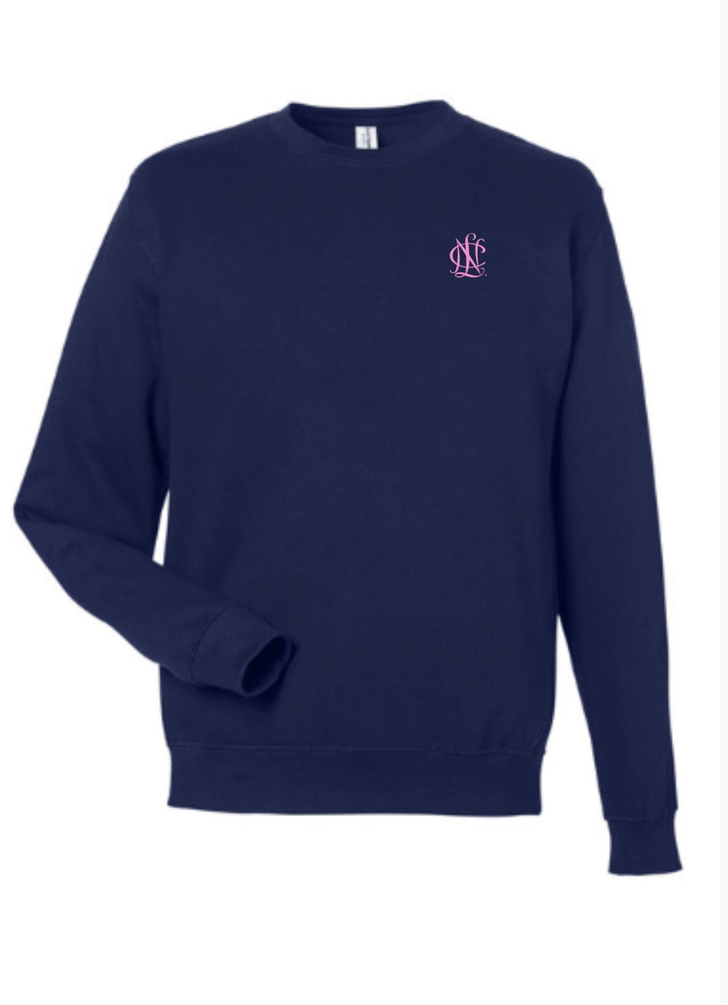 Sweatshirt - Crewneck, Navy with Pink logo